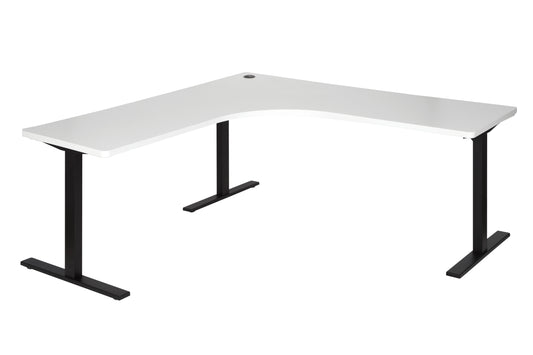 PULSE 1800x750 METAL LEG WORKSTATION WHITE TOP WITH BLACK METAL FRAME