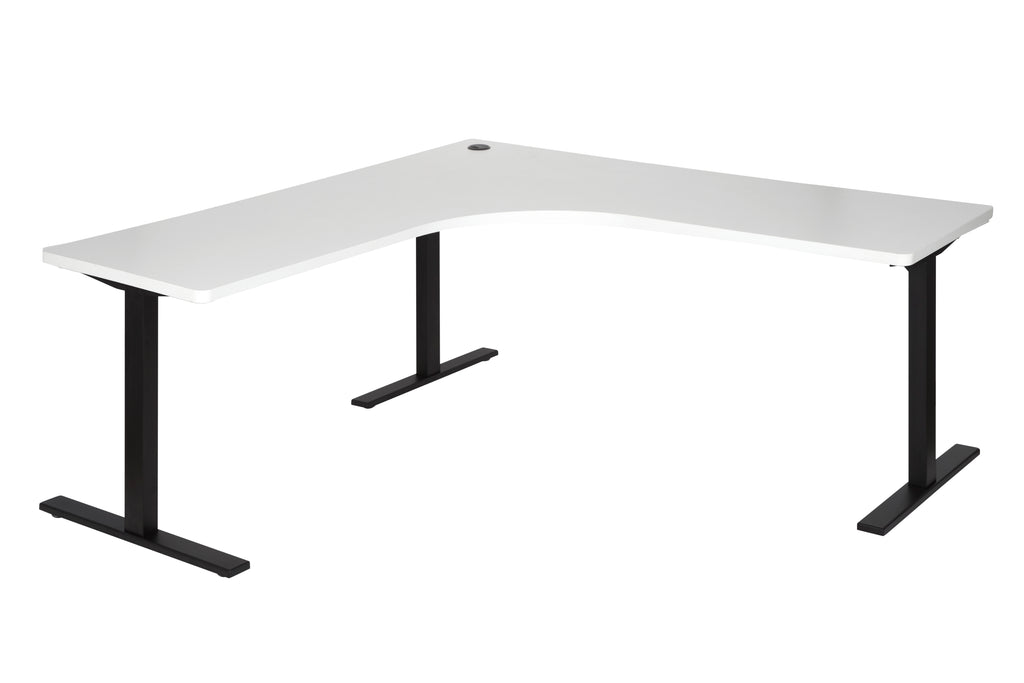 PULSE 1800x750 METAL LEG WORKSTATION WHITE TOP WITH BLACK METAL FRAME
