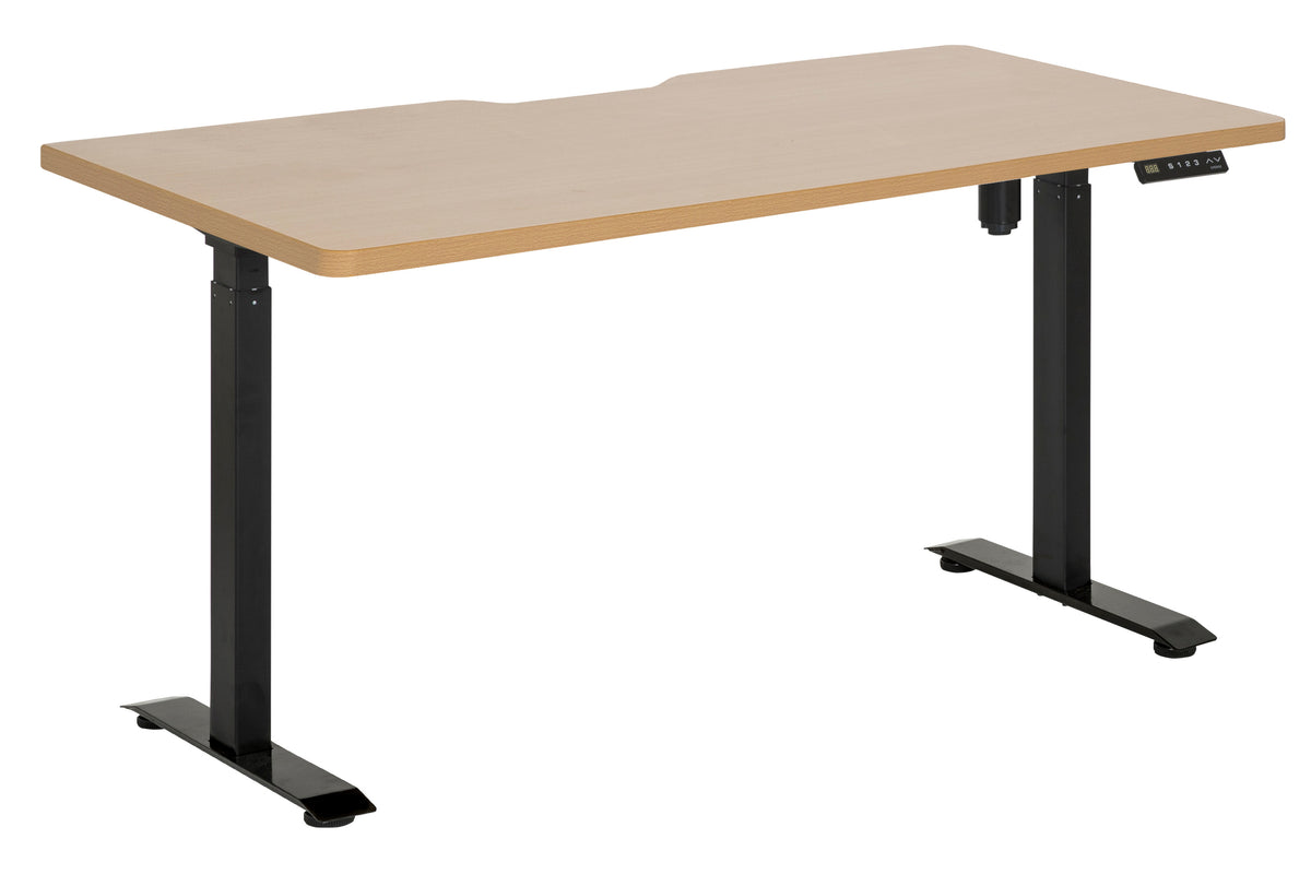 EMERGE SINGLE MOTOR HEIGHT ADJUSTABLE DESK 1800W BEECH SCALLOP TOP WITH BLACK BASE