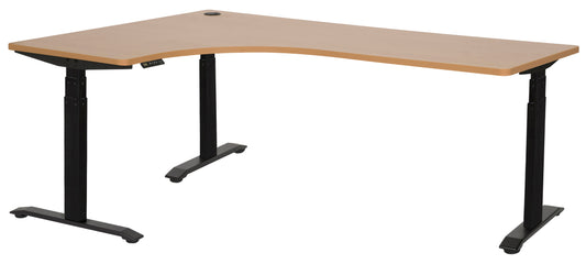 PULSE RAPID ASSEMBLY TRI-MOTOR  1200x1800x600 3 STAGE HEIGHT ADJ LEFT HAND CORNER WORKSTATION BLACK BASE WITH BEECH TOP