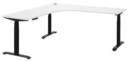PULSE RAPID ASSEMBLY TRI-MOTOR 1800x1800x750 3 STAGE HEIGHT ADJ CORNER WORKSTATION BLACK BASE WITH WHITE TOP