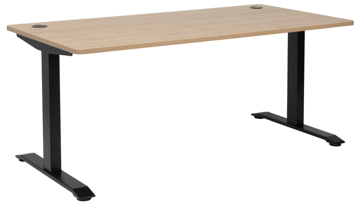 1800x800 STRAIGHT DESK OAK TOP WITH BLACK METAL LEGS