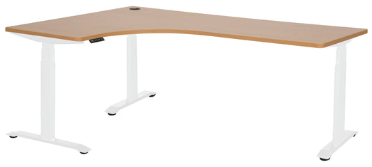 PULSE RAPID ASSEMBLY TRI-MOTOR  1200x1800x600 3 STAGE HEIGHT ADJ LEFT HAND CORNER WORKSTATION WHITE BASE WITH BEECH TOP
