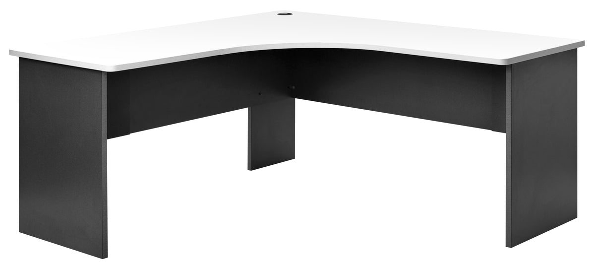 PULSE SLAB END CORNER DESK WORKSTATION 1500Wx1500Wx600D IRONSTONE BASE WITH WHITE WORKTOP