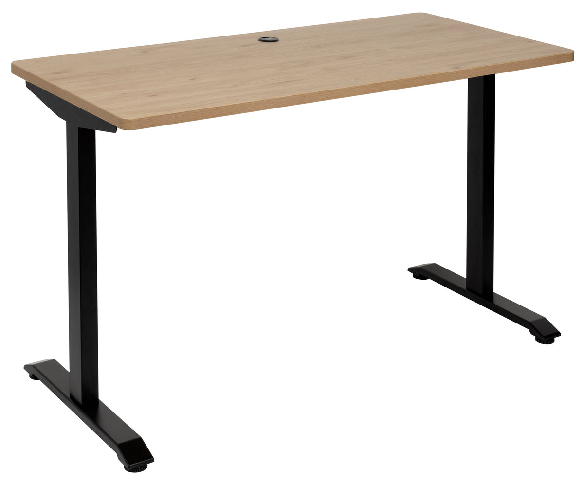 AMPLIFY  1200 x 600 STRAIGHT DESK PACIFIC OAK TOP WITH BLACK METAL LEGS
