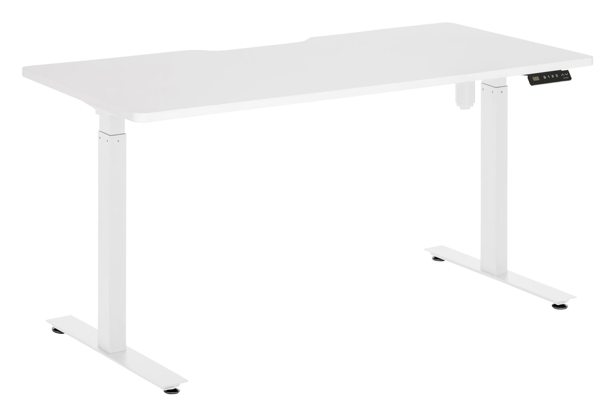 AMPLIFY DESK 1500x750 ELECTRIC SNGL MTR H/A 725-1195 WHITE SCALLOP TOP WITH WHITE FRAME