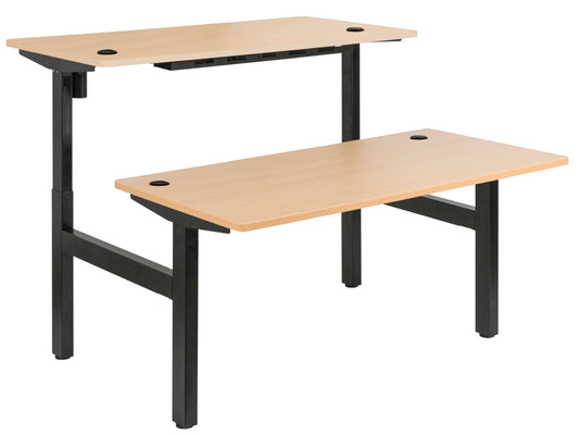 Combination Fixed Height and Height Adjustable Back to Back W1500 X 750 Black Legs Beech Top