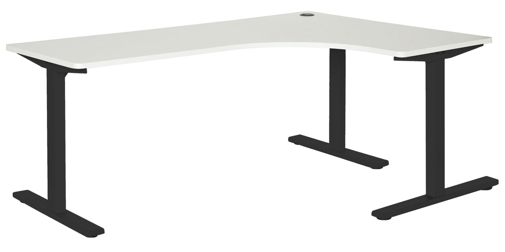 PULSE 1800x1200 RH METAL LEG WORKSTATION WHITE TOP AND BLACK METAL FRAME