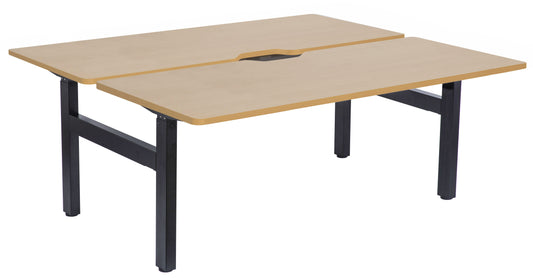 EMERGE FIXED HEIGHT BACK TO BACK DESK 1800W X 800D BLACK FRAME BEECH SCALLOP TOPS