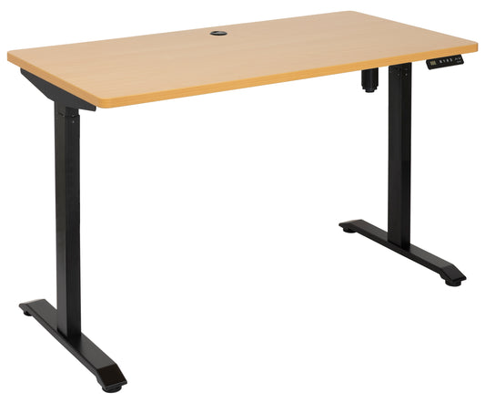 EMERGE 1200x600 SINGLE MOTOR HEIGHT ADJUSTABLE DESK BEECH TOP WITH BLACK BASE