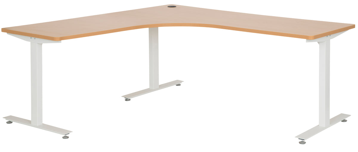 AMPLIFY 1800x600 WORKSTATION BEECH TOP WITH WHITE METAL FRAME