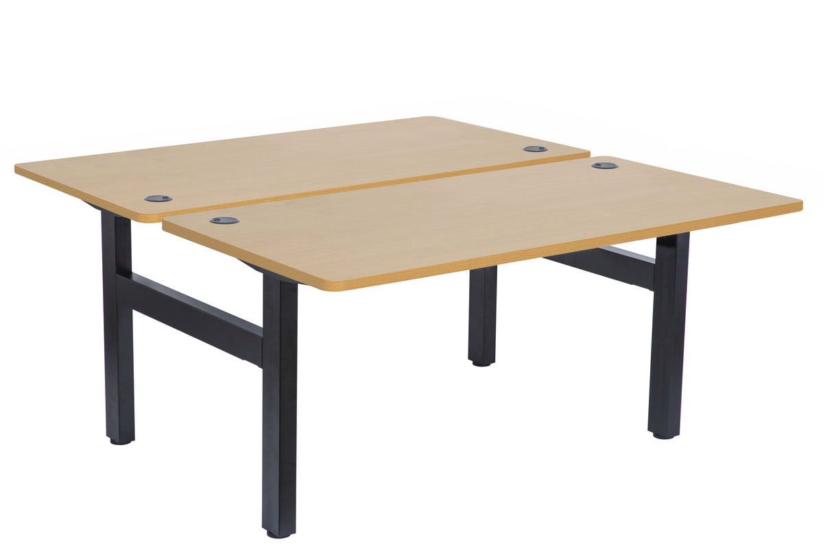 EMERGE FIXED HEIGHT BACK TO BACK DESK 1800W X 800D BLACK FRAME BEECH TOPS