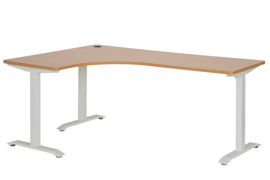 1800x1200x600 LH W/STATION BEECH TOP WITH WHITE METAL LEGS