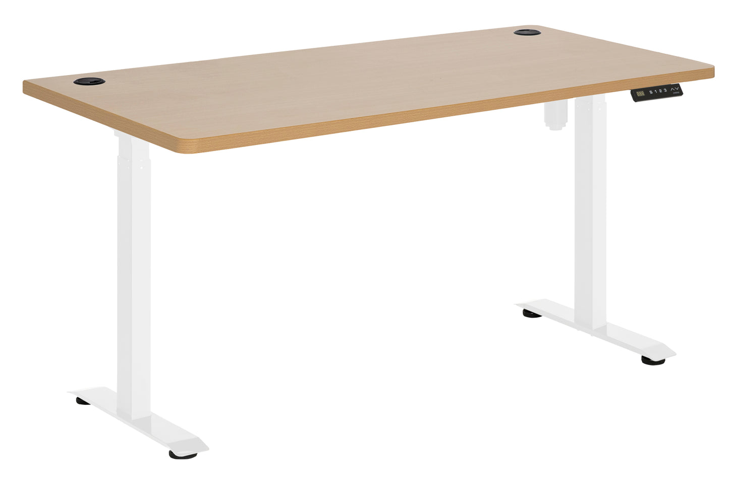 AMPLIFY DESK 1800x800 ELECTRIC SNGL MTR H/A 725-1195 BEECH TOP WITH WHITE FRAME