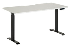 EMERGE DUAL MOTOR 2 STAGE  HEIGHT ADJ  DESK 1800 x 800 WHITE SCALLOP TOP WITH BLACK BASE