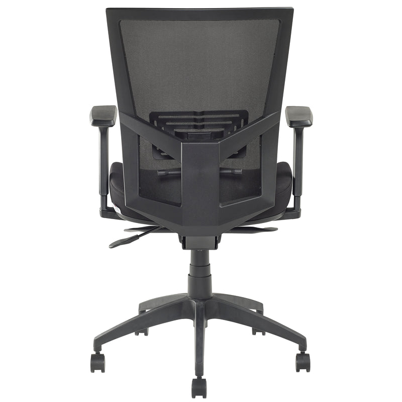 Jasper J Chair Advance Air Plus II - Black office chair with mesh backrest -back profile - on a white background