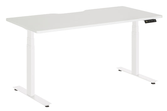AMPLIFY RAPID ASSEMBLY ELECTRIC DESK 1500Wx750D WHITE METAL FRAME WITH WHITE SCALLOP TOP