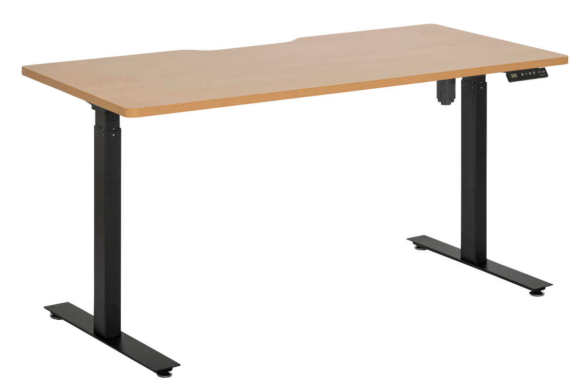 AMPLIFY DESK 1800x800 ELECTRIC SNGL MTR H/A 725-1195 BEECH SCALLOP  TOP WITH BLACK FRAME