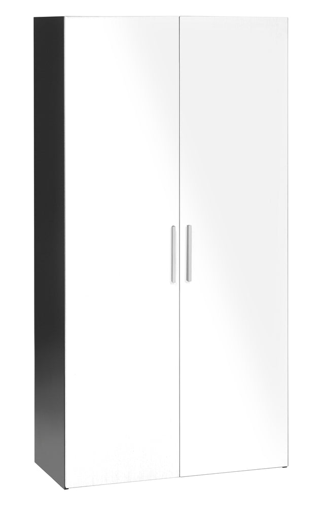 EMERGE OFFICE STORAGE CUPBOARD IRONSTONE FRAME WITH FULL HEIGHT WOODEN DOORS IN WHITE