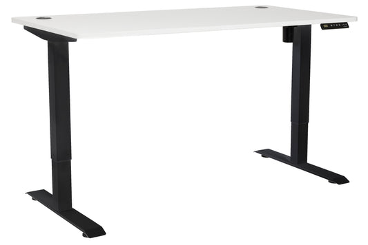 PULSE SINGLE MOTOR HEIGHT ADJUSTABLE DESK 1500Wx750D WHITE TOP BLACK BASE 3 PROGRAM CONTROLLER