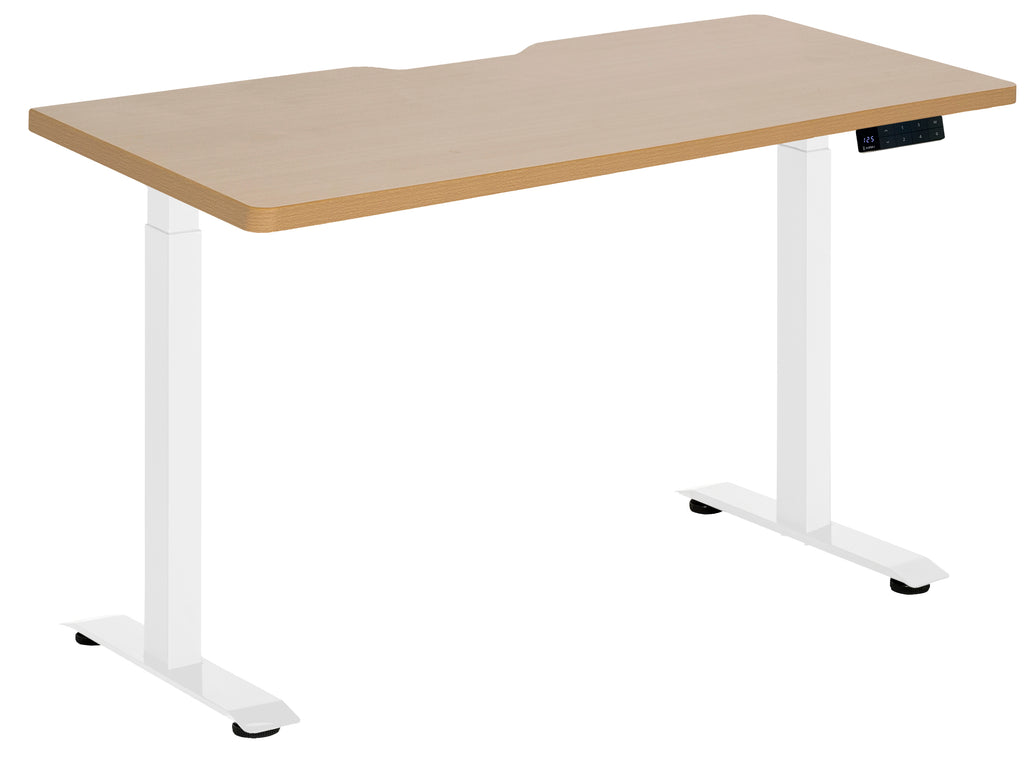 PULSE DUAL MOTOR 2 STAGE HEIGHT ADJ DESK 1500 WHITE FRAME WITH BEECH SCALLOP TOP