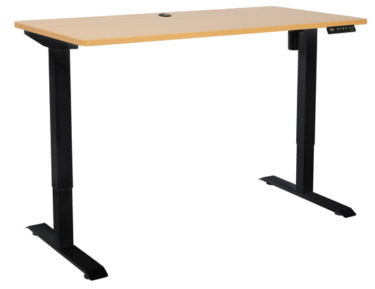 PULSE 1200x600 SINGLE MOTOR HEIGHT ADJ DESK BEECH TOP WITH BLACK BASE