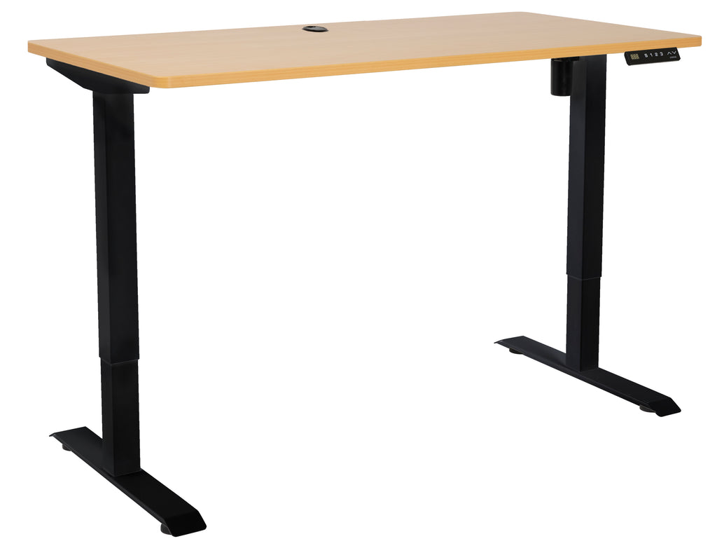 PULSE 1200x600 SINGLE MOTOR HEIGHT ADJ DESK BEECH TOP WITH BLACK BASE