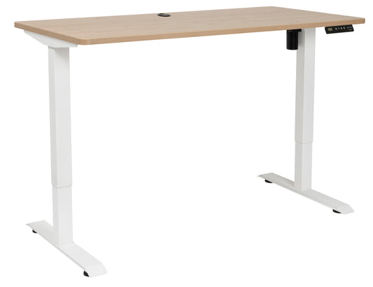 PULSE 1200x600 SINGLE MOTOR HEIGHT ADJ DESK PACIFIC OAK TOP WITH WHITE BASE