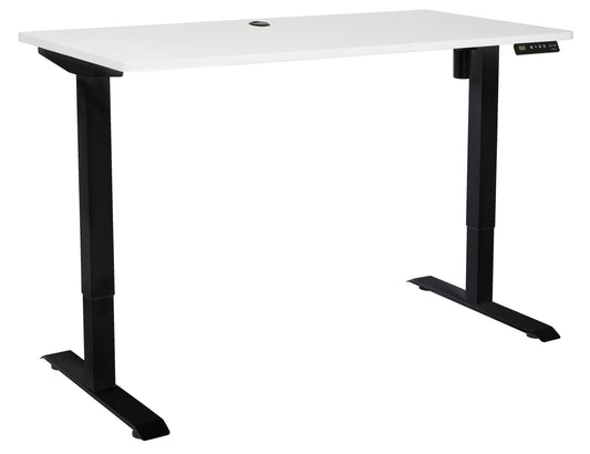 PULSE 1200x600 SINGLE MOTOR HEIGHT ADJ DESK WHITE TOP WITH BLACK BASE