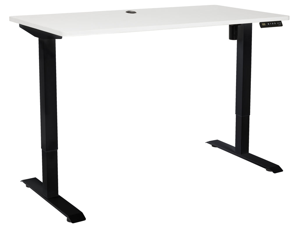 PULSE 1200x600 SINGLE MOTOR HEIGHT ADJ DESK WHITE TOP WITH BLACK BASE