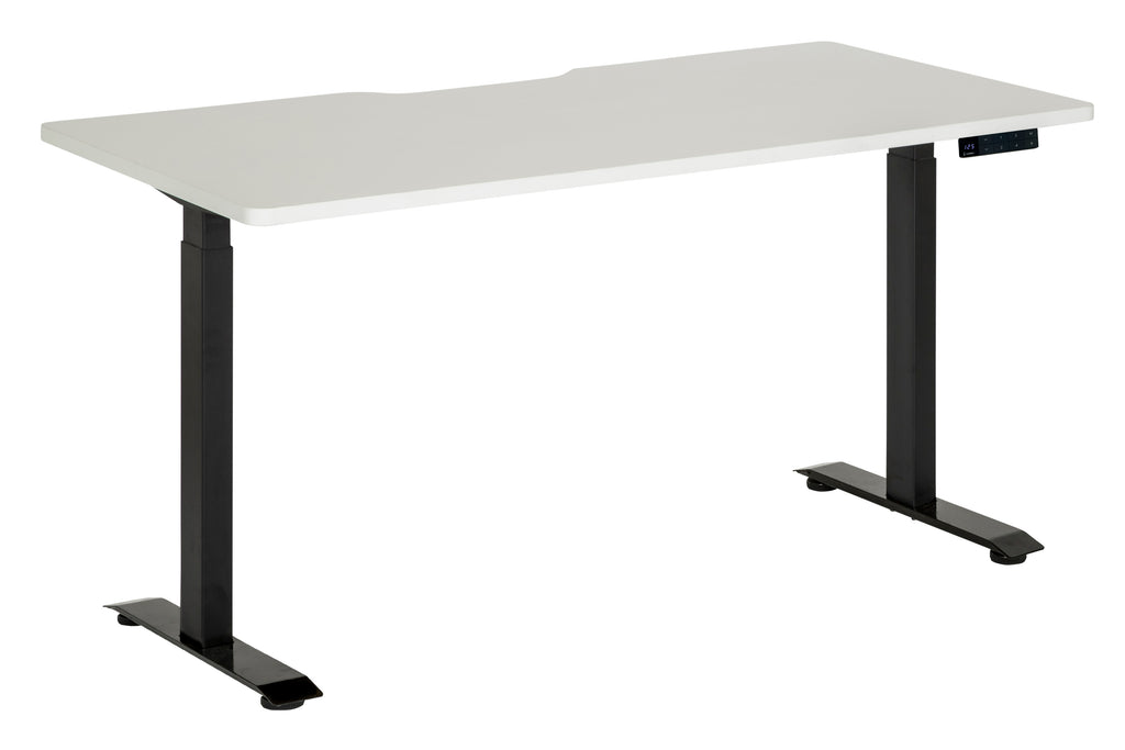 PULSE DUAL MOTOR 2 STAGE HEIGHT ADJ DESK 1800 BLACK FRAME WITH WHITE SCALLOP TOP