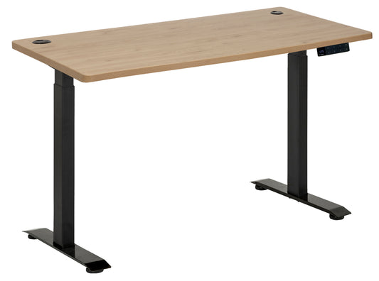 AMPLIFY DUAL MOTOR 2 STAGE HEIGHT ADJ DESK 1500X750 PACIFIC OAK TOP WITH BLACK FRAME