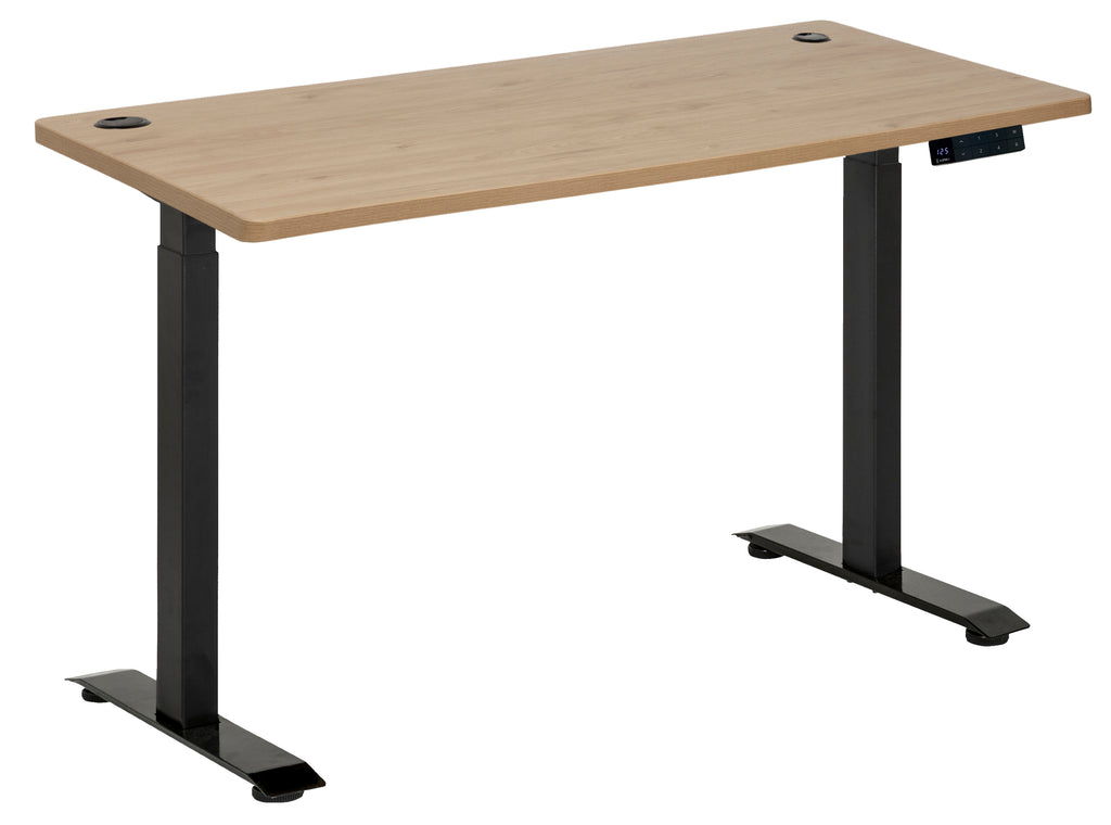 AMPLIFY DUAL MOTOR 2 STAGE HEIGHT ADJ DESK 1500X750 PACIFIC OAK TOP WITH BLACK FRAME