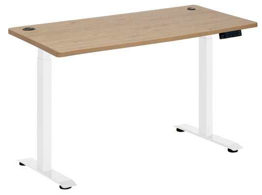 AMPLIFY DUAL MOTOR 2 STAGE HEIGHT ADJ DESK 1500X750 PACIFIC OAK TOP WITH WHITE FRAME