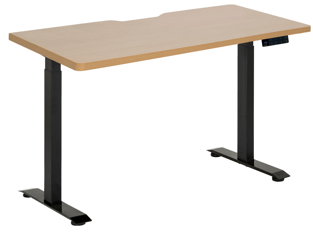 AMPLIFY DUAL MOTOR 2 STAGE HEIGHT ADJ DESK 1500x750 BEECH SCALLOP TOP WITH BLACK FRAME