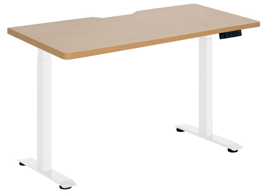 AMPLIFY DUAL MOTOR 2 STAGE HEIGHT ADJ DESK 1500x750 BEECH SCALLOP TOP WITH WHITE FRAME