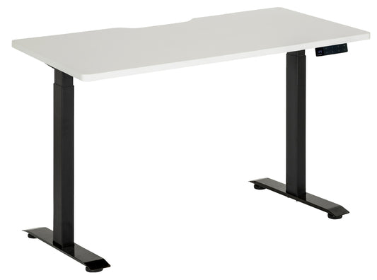 AMPLIFY DUAL MOTOR 2 STAGE HEIGHT ADJ DESK 1500x750 WHITE SCALLOP TOP WITH BLACK FRAME