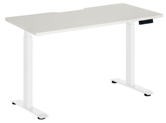 AMPLIFY DUAL MOTOR 2 STAGE HEIGHT ADJ DESK 1500x750 WHITE SCALLOP TOP WITH WHITE FRAME