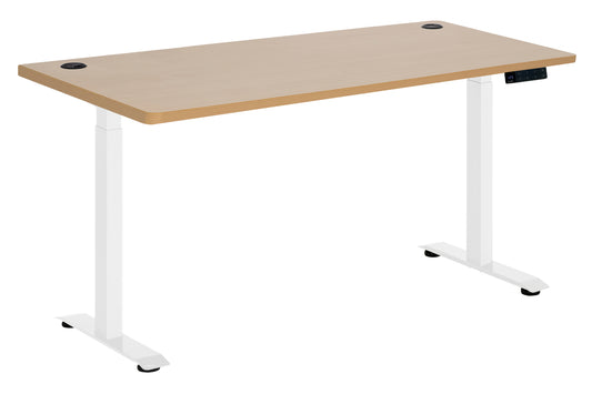 AMPLIFY DUAL MOTOR 2 STAGE HEIGHT ADJ DESK 1800x800  BEECH TOP WITH WHITE FRAME