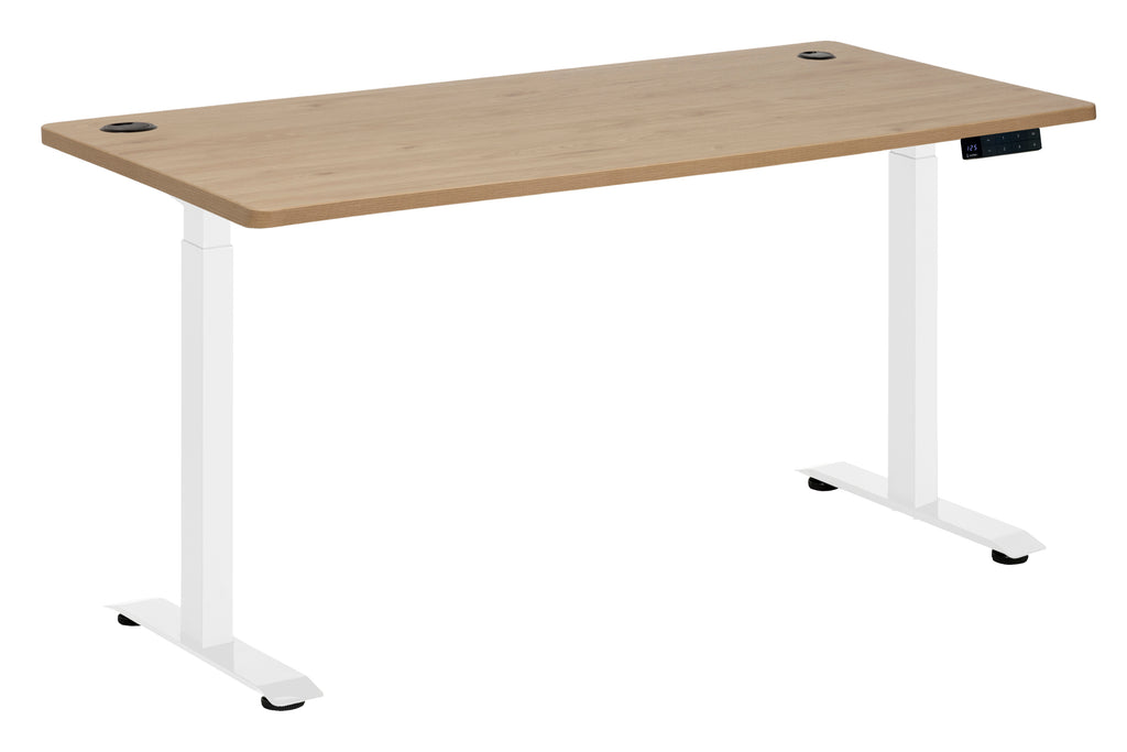 AMPLIFY DUAL MOTOR 2 STAGE HEIGHT ADJ DESK 1800x800  PACIFIC OAK TOP WITH WHITE FRAME