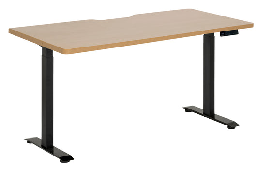 AMPLIFY DUAL MOTOR 2 STAGE HEIGHT ADJ DESK  1800x800 BEECH SCALLOP TOP WITH BLACK FRAME