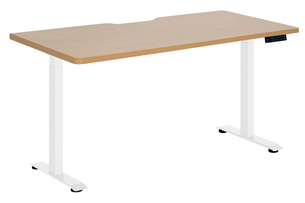 AMPLIFY DUAL MOTOR 2 STAGE HEIGHT ADJ DESK 1800x800 BEECH SCALLOP TOP WITH WHITE FRAME