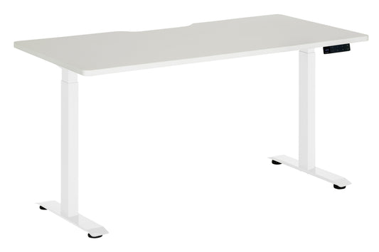 AMPLIFY DUAL MOTOR 2 STAGE HEIGHT ADJ DESK 1800x800 WHITE SCALLOP TOP WITH WHITE FRAME