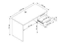 PULSE SLAB END OFFICE DESK WITH 2 DRAWERS  1200Wx600D IRONSTONE BASE BEECH WORKTOP