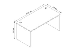 PULSE SLAB END OFFICE DESK 1500Wx750D IRONSTONE BASE WITH BEECH WORKTOP