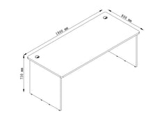 PULSE SLAB END OFFICE DESK 1800Wx800D IRONSTONE BASE WITH WHITE WORKTOP