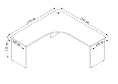 PULSE SLAB END CORNER DESK WORKSTATION 1800Wx1800Wx600D IRONSTONE BASE WITH WHITE WORKTOP