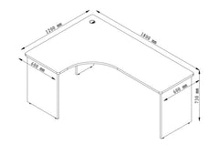 PULSE SLAB END CORNER DESK WORKSTATION 1200W-LEFTx1800W-RIGHTx600D IRONSTONE BASE WITH WHITE WORKTOP