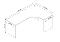 PULSE SLAB END CORNER DESK WORKSTATION 1800W-LEFTx1200W-RIGHTx600D IRONSTONE BASE WITH BEECH WORKTOP