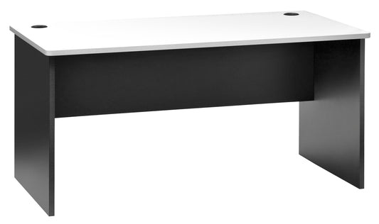 White desk with black legs on a white background